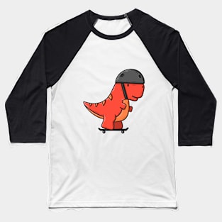 Skateboarding T-Rex Baseball T-Shirt